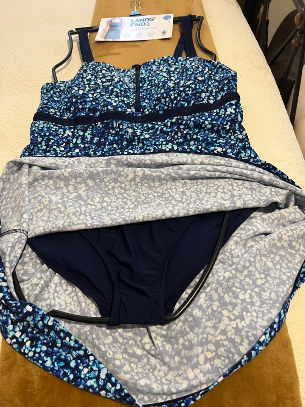 NWT Lands' End Women's Zip Front Swim Dress Comfort UPF 50+ Sun Protection - Picture 10 of 11